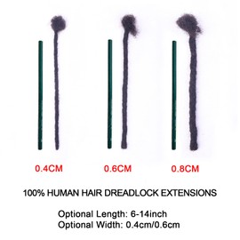 ADIASAI 0.6cm Width 100% Human Hair Loc Extensions 12 Inch 30 Strands Full Handmade Dreadlock Extensions for Men Women Kids Can Be Dyed and Bleached with Needle and Comb 100% Unprocessed Natural Black