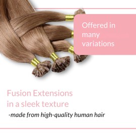 hair2heart Fusion U-TIP Keratin Bond Extensions | 100% real human hair extensions | 25 strands | smooth hair | #8/1, Light Blonde Ash | 0.5 grams per strand | 20 inch