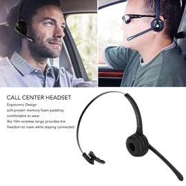 Wireless Headset with Noise Cancelling Microphone, On Ear Monaural BT Headphone with Mute Mode and Volume Control for Trucker, Gaming, Call Center, PC, Office, Black