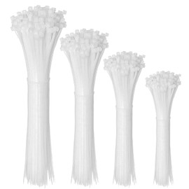 Pack of 200 Cable Ties, 100/150/200/300 mm Cable Ties, UV-Resistant, Tensile Strength of up to 22 kg, Self-Locking Cable Ties for Cable Management, Gardening, Living, Workshops, White