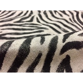 ZEBRA SKIN Animal Print Fabric Striped Linen Cotton Blend - curtains decor dress furnishing - Black & Cream Stripes - 140cm wide (1 METRE)