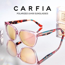 CARFIA Cateye Polarised Sunglasses for Womens UV400 Protection Retro Fashion Eyewear with Hand-crafted Acetate Frame for Outdoor Lifestyle