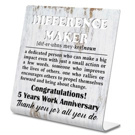 Difference Maker 5Year Thank You Work Anniversary Staff Employee Gifts, Anniversary work 5 Years of Service Award, Employee Recognition Appreciation Work Anniversary Metal Sign Plaque XL313