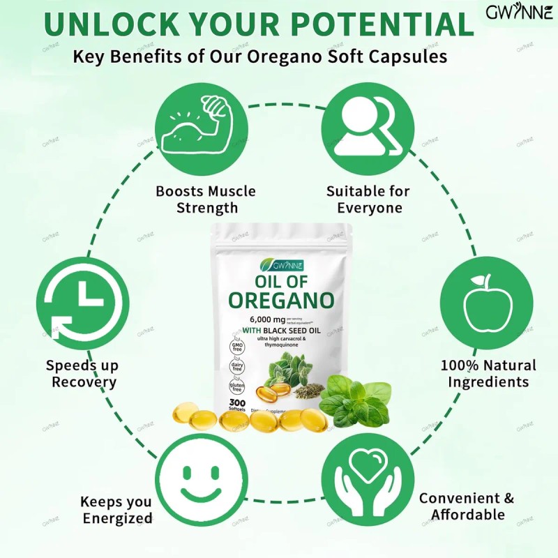 Oil Of Oregano Blandas 6000mg Por Dosis 300 Cpsulas Sin