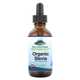 Organic Liquid Stevia Sweetener – Alcohol Free and Kosher Sweet Sugar Substitute - 1oz Glass Bottle