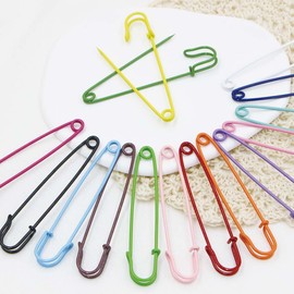 Wisafory Pack of 15 Large Safety Pins Set 75 mm Metal Safety Pins Safety Pins Colourful Safety Pins for Carpet Blankets DIY Craftsmanship Clothing Scarves Leather Canvas Orange