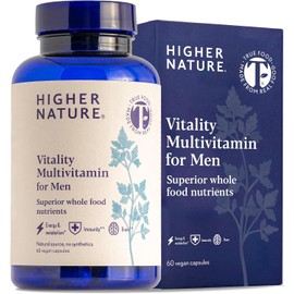 Higher Nature - Vitality Multivitamin for Men - True Food Formula Nutrients from 16 Real Foods - Vegan - One Month Supply - 60 Capsules