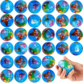 96 Pcs Globe Squeeze Balls Bulk,2 inch Earth Stress Relief Balls,Soft Foam Stress Ball Toy for Finger Exercise, Foam Squeezable Balls Classroom School Office Party Favors