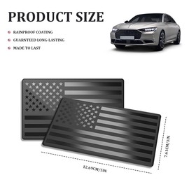 Lyxheth 2PCS Embossed 3D Metal Black American Flag Emblem Decal Stickers, American Flag Car Decal, Matte Flags Stickers, 5" x 3" Patriotic USA Sticker Universal for Car, Truck, Laptop (Black)