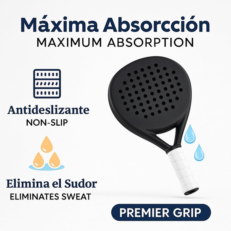 Premier Grip® Grip Padel Racket | Overgrip Paddle | White