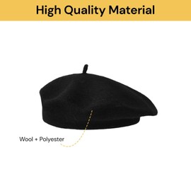 EZONEDEAL Beret Hat for Women Artist Hat Ladies Beanie French Style Winter Warm Beret Cap Soft Wool Blend Casual Classic Hats Solid for Children Kids (AU, Alpha, One Size, Grey)