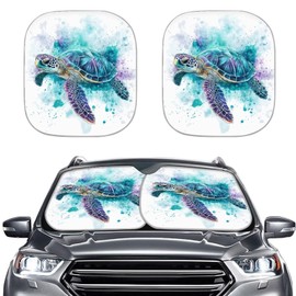 Gearider 2 PCS Sea Turtle Printed Car Windshield Sun Shade Foldable Front Windshield Sun Blocker Keep Your Vehicle Cool Car Accessories Set
