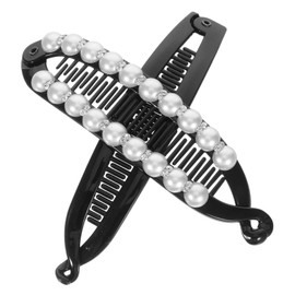 Gatuida 2pcs Elegant Artificial Pearl Banana Clips Hair Combs Strong Hold Hair Accessories for Women Thick and Fine Stylish Wedding and Party Grips
