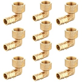 10-Pack GUOFIS PEX A Expansion Brass Fittings,1/2"x1/2" PEX-A Female Elbow Adapter Only for Pex-a Tubing(ASTM F1960)