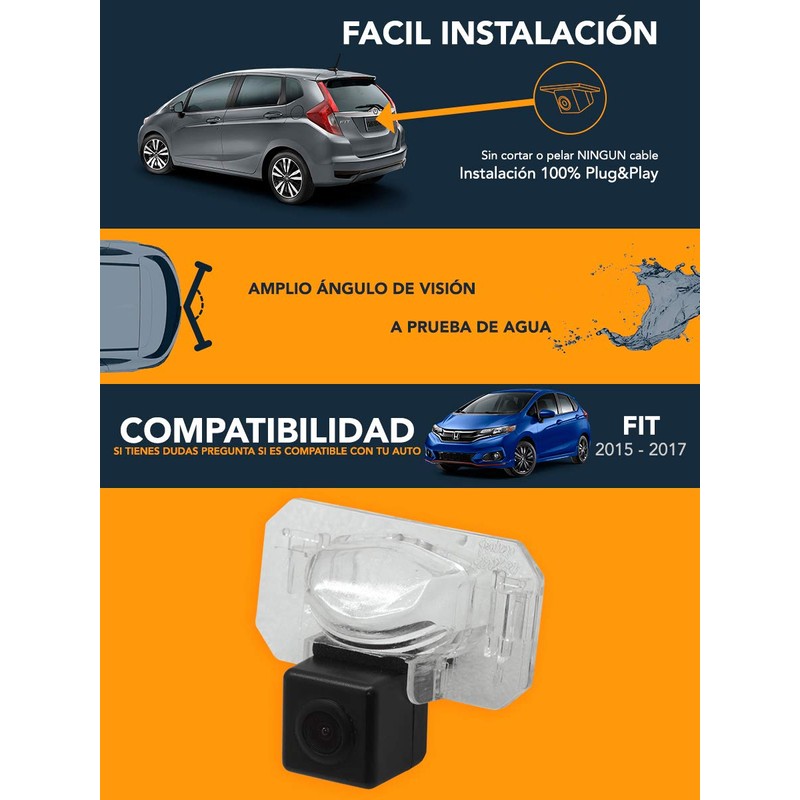 GADGET-STYLE Camara De Reversa Honda Fit 2015 a 2019 Infraroja