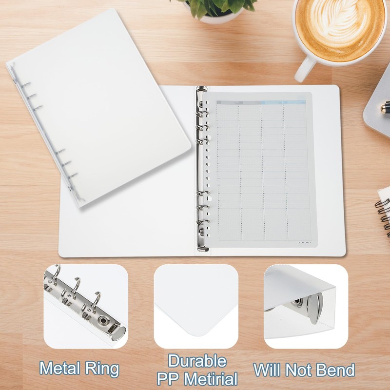 PATIKIL A5 Binder Cover, 4 Pcs PP 6 Ring Loose