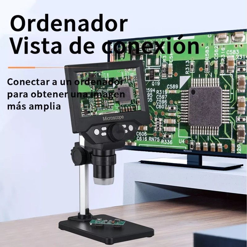 Fnbrli Microscopio Electrónico Académico Con Pantalla Lcd Hd 5.5