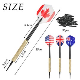 "N/A" 12 Pcs Brass Darts Sets,Soft Tip Darts with 36 Soft Tip Points for Electronic Dartboards,for Every Rec Room Bar & Game Room