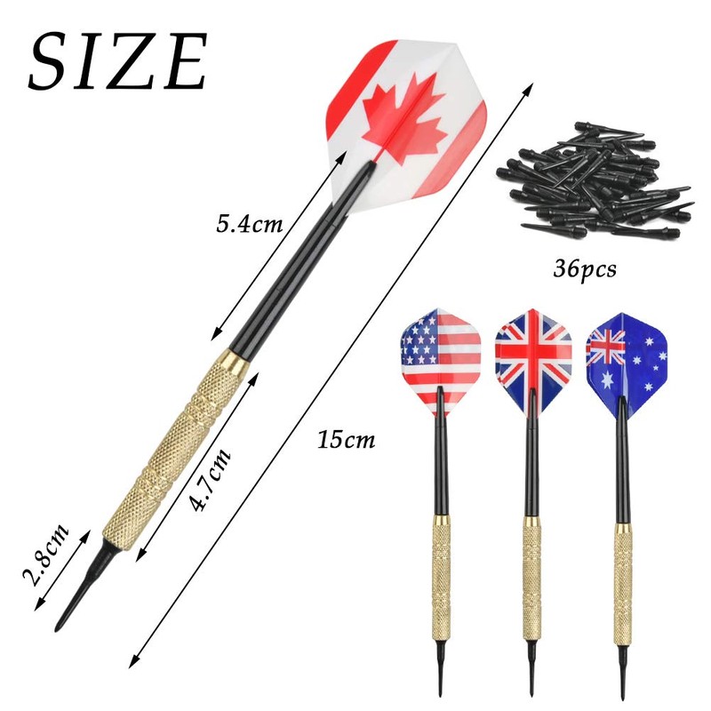 "N/A" 12 Pcs Brass Darts Sets,Soft Tip Darts with 36