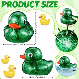 Honoson 6.89 Inch Giant Glitter Rubber Duck Big Glitter Rubber Duck Large Sparkly Duckling Bath Toy with Squeaky Sound for Summer Baby Shower Birthday Party Favor Gift(Green)