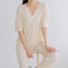 Button Simple Summer Pajama Set - Cool Sleepwear Light Grey