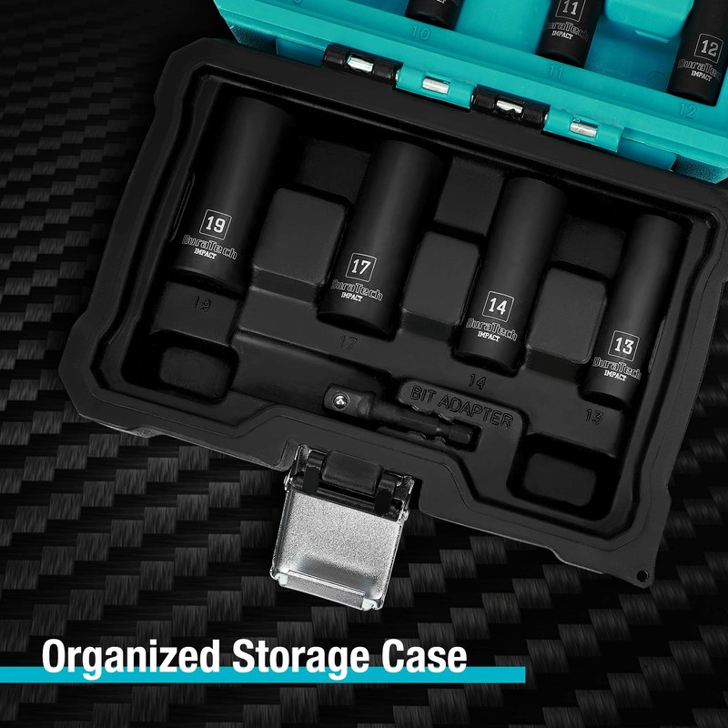DURATECH 10 Piece 3/8 Inch Drive Impact Socket Set, Including