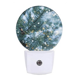 EKOBLA Winter Night Lights Plug into Wall Snowy Pine Tree Branches with Sparkling Light Snowflakes Plug-in Nightlights Home Auto Sensor LED Dusk to Dawn Light for Bedroom Bathroom