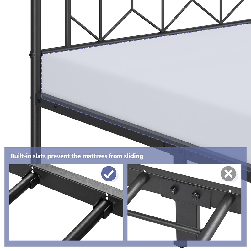 Yaheetech Metal Platform Bed Frame Mattress Foundation with Diamond Pattern