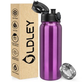 OLDLEY 600 ml/20 oz Stainless Steel Water Bottle, Double-Walled Vacuum Bottle, Keeps Drinks Hot and Cold, Leak-Proof, BPA-Free, Metal Insulated Water Bottle for Sports, Work, Outdoor,