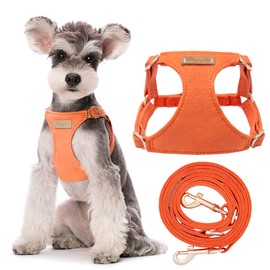 No Pull Small Dog Harness with Multifunction Dog Leash,Lightweight Soft Adjustable No Choke Escape Proof Pet Harness Vest Pet Harness Vest,Orange,S