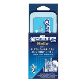 HELIX Cambridge Maths Set with Storage Tin 9 Piece Maths Equipment Set