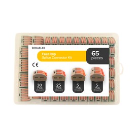 DEMASLED 65 Pcs Assortment with 2, 3, 4, and 5 Lever Terminals for Quick Electrical Splicing, Compact Connectors for Solid and Stranded Wires