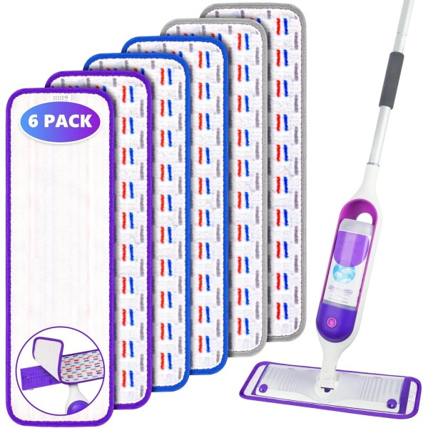 Branded 6 PACK Reusable Swiffer Power Mop Pads Refills, Microfibre
