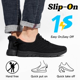 Taquco Non Slip Work Shoes for Women Slip On Sneakers Water Resistant Shoe Slip Resistant Food Service Waterproof Zapatos Antideslizantes para Mujer (Charcoal Black,10)