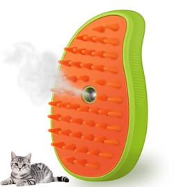 Cat Steam Brush, 3 In 1 Steamy Pet Brush, Silicone Massage Dog Hair Remover Comb, Spray Mist Grooming for Indoor Kittens (Mango Green)
