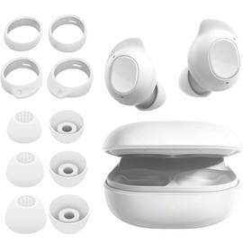 ALXCD Eartips Compatible with Galaxy Buds FE SM-R400, S/M/L 3 Pairs Soft Silicone Ear Tips & 2 Pairs S/L Sizes Earhooks, Compatible with Galaxy Buds FE SM-R400 4+6 White sml
