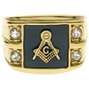 Masonic Mason Black Enamel Men's Ring 4 Cz Accents 18k