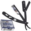 The Shave Factory Shaving Set Of Premium Straight Razor And 100 American Razor Blades (Single Edge)
