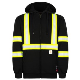 BOCOMAL FR Hoodies High Visibility 10.5oz Cottion Fleece Zipper Hi Vis Flame Resistant Reflective Hooded Sweatshirts