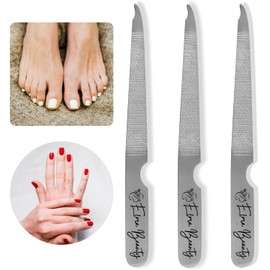Elma Beauty® 3 Pcs Stainless Steel Metal Nail Files - Reusable Dual Sided Nail Care for Men and Women, Pedicure & Manicure Accessories, Ergonomic Handle