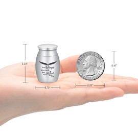 AIWENXI Small Urns Cremation Keepsakes for Ashes Super Mini Cremation Urns for Human or Pet Ashes Urns Stainless Steel Memorial Ashes Holder-2 Sets (Silver+Black)