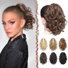 FESHFEN Ponytail Hair Pieces, Short Curly Wavy Hair Clip, Braid