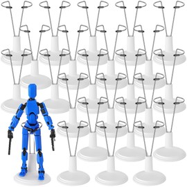 Yaocom 24 Pcs Doll Stands Adjustable Action Figure Display Stand Holder Support for 6-8 Inches Dolls, Creative Doll Storage Stand for Home Shop Birthday Party Favor for Male Female, White