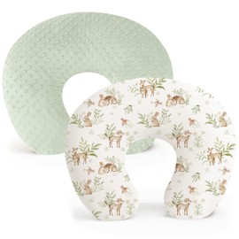 Konssy 2 Pack Nursing Pillow Covers, Soft and Comfortable Nursing Cover for Breastfeeding Pillows, Pillow Slipcover for Baby Girls Boys Newborn(Green, Woodland)