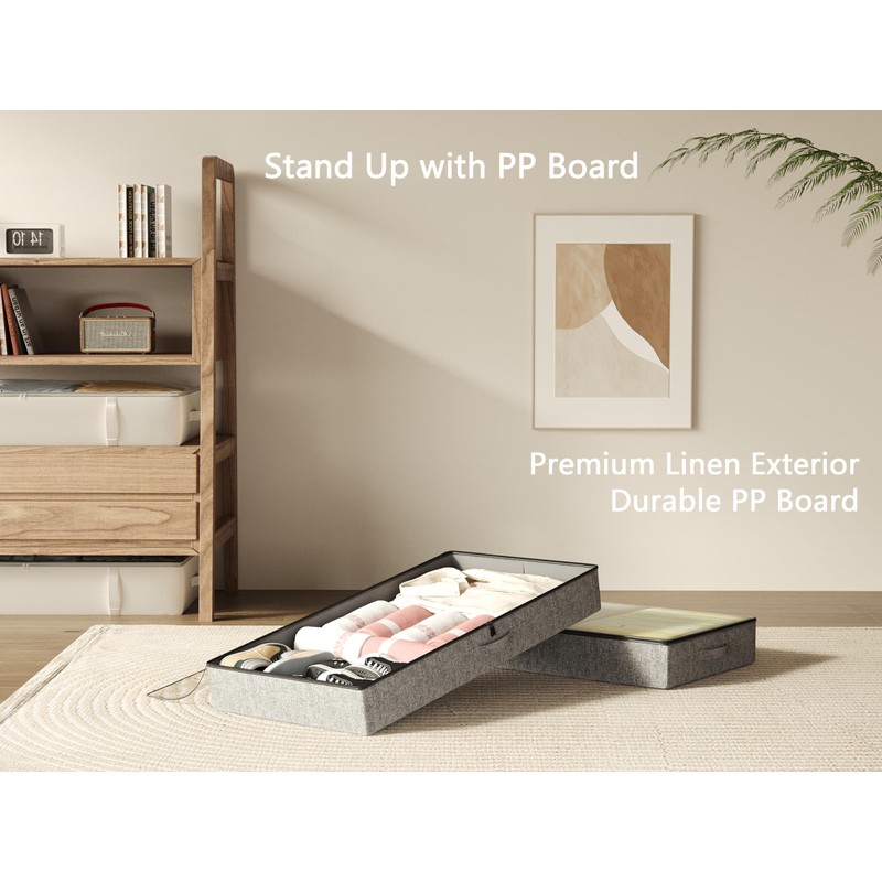 TidyCorner 2-Pack Under Bed Storage Containers, 4.5 Inches Tall Low