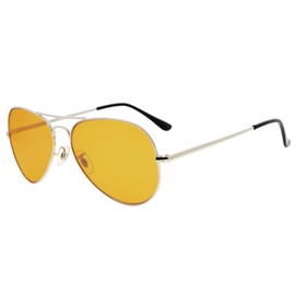 Eyekepper Pilot Style 97% Blue Blocking Reading Glasses,Dark Orange Lens with Anti Reflective Coating Computer Readers (Silver,+1.00)