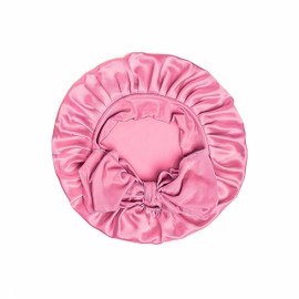 Silky & Sassy with Laundry Bag Large Satin Bonnet for Sleeping Hair Bonnets for Women Bonnet for Curly Hair Adjusts with Tie Band Double Layer Silk Sleep Cap Silk Bonnet Pink