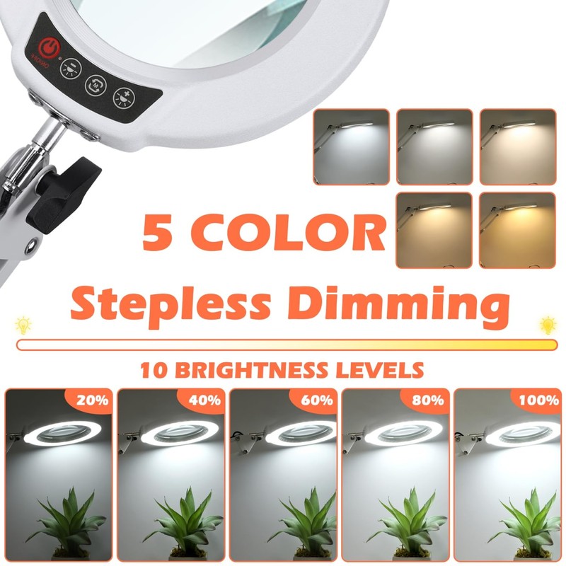 MagnieOpti 10X Magnifying Glass with Light and Stand, Real Glass