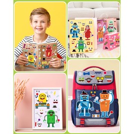 24 Pcs Make Your Own Robot Sticker Sheets for Kids, Robot Face Stickers for Kids Toddlers Crafts Activities Gifts Goodie Bags Birthday Party Favors for Toddlers