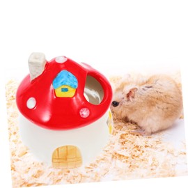 Generic Mushroom Shaped Ceramic Hamster House Durable Pet Nest for Hamsters and Chinchillas Indoor Sleeping Hideout Comfortable Animal Shelter